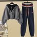 Women's Clothing Fashion Suit Hooded Two Piece Short Sweatshirt With Letter Waist Cuffs Casual Sweatpants Fashionable Harem Pants_ecoleips.com