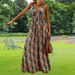 Boho Printed Maxi Dress Women V Neck Sleeveless Spaghetti Strap Casual Vacation Dress_ecoleips.com