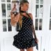 Talenza Summer Polka Dot Dress Women Fashion Contrast Vintage Scarf Ruffled Bow Dress Elegant Party Y2K New Women's Casual Dress_ecoleips.com