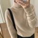 Women's High Neck Chunky Knit Sweater - Oversized Casual Turtleneck Pullover, Soft Acrylic Blend, Solid Color Winter Thermal Top (Grey, Black, Beige)_ecoleips.com