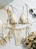 Women's Sexy Shell Bikini Two Piece Swimsuit Lace Up Solid Color American Style For Beach Vacation_ecoleips.com