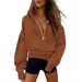 Women's Half-Zip Hooded Sweatshirt – Cropped Long-Sleeve Pullover With Kangaroo Pocket, 14 Colors (Black/White/Pink/Taupe/Navy), S-XXL_ecoleips.com