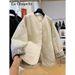 girl Vintage Round Neck Jacket For Women, New Autumn Winter Style, Lazy And Relaxed Casual Cotton Coat_ecoleips.com