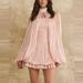 French Romantic Date Women's Dress Spring Summer O-neck Cloak Sleeve Banquet Dress Fashion Hollow Out Fold A-line Dress Vestidos_ecoleips.com