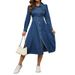 Elegant Denim Slim Fit Long Sleeved Dress for Women Independent Website Cross Border Factory Direct Sales Regular Fit Spring/Autumn Summer Dress_ecoleips.com