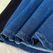 Women's Clothing Fashion Round Neck Short Sleeve Stitching Waist Slim Denim Long Skirt_ecoleips.com