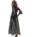 New Fashion Off-Shoulder Wrap Waist Flared Sleeve Midi Dress - Slimming Geometric Print Polyester Elegant Office Wear For Women_ecoleips.com