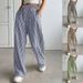 Women's High Waist Wide Leg Pants Drawstring Waist Pockets Soft Woven Polyester Straight Leg Trousers Casual Office Wear_ecoleips.com