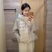 girl Gray Winter New Knitted Sleeve Patchwork Design Jacket Hooded Short Loose Thickened Warm Cotton Coat_ecoleips.com