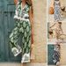 Women's Clothing Style Bohemian Print Contrast Color Waistcoat Top Long Pants Suit Women's Clothing_ecoleips.com