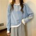 women's Faux Two-piece Sweatshirt, Spring And Autumn Thin Style, 2022 New Model, Loose-fitting Korean_ecoleips.com