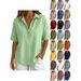 Women's Casual Short Sleeve Shirt With Lapel Collar - Versatile Basic Top For Everyday Wear, Comfortable Breathable Blouse_ecoleips.com