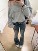 Women's Clothing Short Oblique Shoulder Sweatshirt For Women With Hot Diamonds Loose One Shoulder Lazy Gray Cocoon Sweatshirt_ecoleips.com