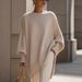 Voya Women's New Autumn And Winter Round Neck Pullover Sweater With Loose And Lazy Style, Solid Color Women's Sweater With Multiple Colors To Choose From_ecoleips.com