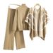 Women's Clothing New Style For Autumn And Winter Lazy Style Knitted Sweater Shawl Cape Wide Leg Pants Three Piece Suit_ecoleips.com