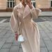 Elegant Vintage-Inspired Long Wool Coat For Women - Winter Fashion With Lantern Sleeves & Notched Lapel (Multiple Colors & Sizes Available)_ecoleips.com