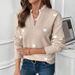 Women's Heart Shaped Round Neck Pullover Knit Sweater V Neck Patchwork Lace Design Casual Acrylic Polyester For Autumn Winter Valentine's Day_ecoleips.com