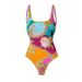 Women's Color Block One Piece Swimsuit Cartoon Print Beach Set Wire-Free Polyester Spandex_ecoleips.com
