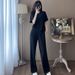 Women's European Style Sportswear Set Summer Lazy Loose Slimming Youthful Short Sleeved Wide Leg Pants Two Piece Fashionable Outfit_ecoleips.com