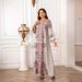 Verve 2406 Kaftan Round Neck High-Density Rhinestone Beaded Printed Muslim Women's Robe Elegant Dress_ecoleips.com
