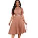 D499 European And American Women's Fashion 2024 New Short Sleeve Lace Trim Pleated African Dress Cross-Border Gown_ecoleips.com
