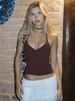 2025 Summer New Hanging Neck V-Neck Backless Vest Hottie Girls Camisole Bottom Top Sexy Pure Desire Wind Sling Y2K_ecoleips.com
