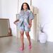 Women's Retro Distressed Denim Set Floral Shirt Elastic Waist Five Point Shorts Two-Piece Fashion Outfit_ecoleips.com