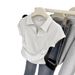 Women's Clothing Summer Hot Girl Slim Fit Straight Shoulder T Shirt Women's Short Sleeve Design Irregular Pleated Short Polo Shirt Top_ecoleips.com