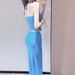 Verve New Bikini Vacation Sexy Strapless Mermaid Dress Blue Three-Piece Set Pure Desire Style High-End Swimsuit_ecoleips.com