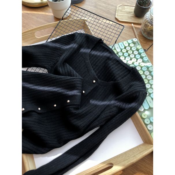 Stylish Long-Sleeved Square-Neck Knit Cardigan For Women, Autumn Collection Slim-Fit Short Sweater And Base Layer Top_ecoleips.com