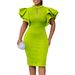 Women's Clothing New Fashion Sexy Lotus Sleeve Beaded Party Dinner Dress _ecoleips.com