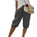 Women's Breathable Linen Cotton Casual Shorts Drawstring Waist Mid-Rise 5-Pocket Culottes Comfortable Summer Wide Leg Short Pants_ecoleips.com