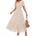 2025 European And American Foreign Trade Cross-border Women's Clothing V-neck A-line Hollow Lace Layered Dress_ecoleips.com