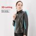Aria Basics 2024 New Short Large Size Leather Jacket For Women, Cross-Border Wholesale, Elegant European And American Slim Fit_ecoleips.com
