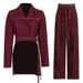 K New Long Sleeved Slim Fit High-end Top, High Waisted Casual Pants Two-piece Set_ecoleips.com