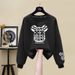Women's Trendy Relaxed Style round Neck Cotton Sweatshirt Fleece Lined Thickened New Winter 2023 Fashion Sweatshirt_ecoleips.com