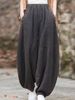 Suitable For All Seasons Draped Lantern For Women Spring Summer Carrot Casual Loose Cotton Linen Wide Leg High Waist Harem Pants_ecoleips.com