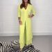 Large Quantity Of Women's Long-Sleeved Tops With Slit, Paired With Long Pants_ecoleips.com
