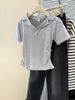 Women's Clothing Short Sleeved T Shirt Women's Summer New Niche Waist Straight Shoulder Slimming Short Top_ecoleips.com