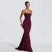 Women's Elegant Long Dress Solid Color Sleeveless Strapless Lace Up Backless Design Summer_ecoleips.com