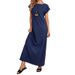 Women's Clothing Summer New Simple Style Women's Round Neck Short Sleeve Loose Casual Long Solid Color Dress_ecoleips.com