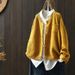 Vintage-Inspired Cotton Cardigan For Women – Relaxed Fit Long Sleeve Knit Sweater With Wave Collar, Spring & Autumn Layering Essential_ecoleips.com