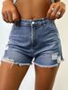 Women's Clothing High-Waisted Ripped And Frayed Denim Shorts Versatile Hot Pants For Summer_ecoleips.com