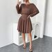 High-Waisted Ruffle Dress For Women - Elegant A-Line Office Dress With Batwing Sleeves Premium Fabric_ecoleips.com