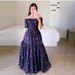 2025 New Cross-Border Spring/Summer European And American Women's Dr, Off-Shoulder Floral Fashionable Long Printed_ecoleips.com