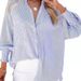 Striped Long Sleeved Loose Shirt Casual Women's New Pocket Shirt Top_ecoleips.com