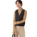 Aria Basics Winter White Duck Women's V-Neck Down Low Neck Warm Lightweight Inner Liner Outer Wear Vest_ecoleips.com