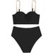Women's Clothing Solid Color High Waist Bikini Swimsuit For Women Sexy Split European And American Style Belly Covering_ecoleips.com