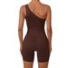 Qiusha Women's Summer Oblique One Shoulder Sports Jumpsuit Nude Feeling Hip Tight Yoga Fitness Suit Beautiful Back_ecoleips.com
