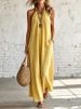 Women's Loose Fit Sleeveless Backless Linen And Cotton Midi Dress – Casual Boho Resort Gown_ecoleips.com